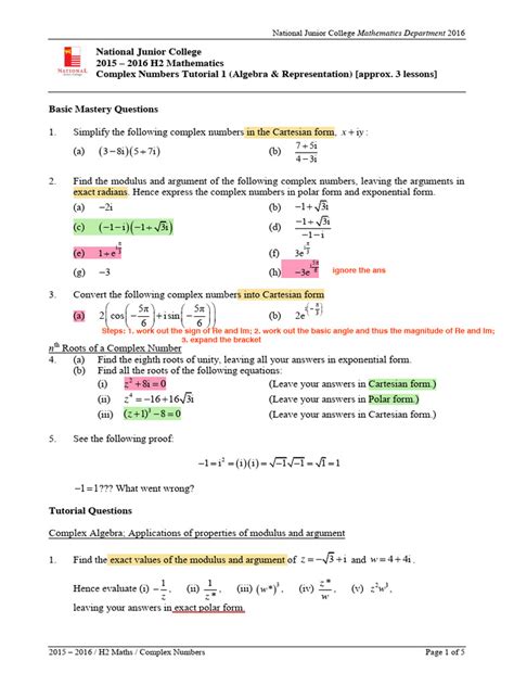 Complex Numbers Tutorial Download Free Pdf Complex Number Equations