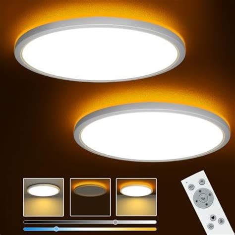 slochi Lot de 2 plafonniers LED encastrés de 30 5 cm avec télécommande