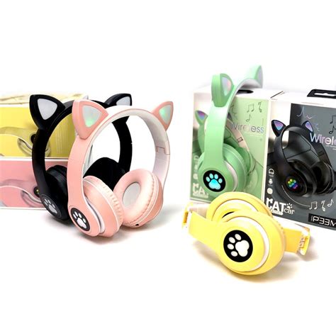 Fone Orelha De Gato Gatinho Cat Kawaii Bluetooth Ear Led Rgb