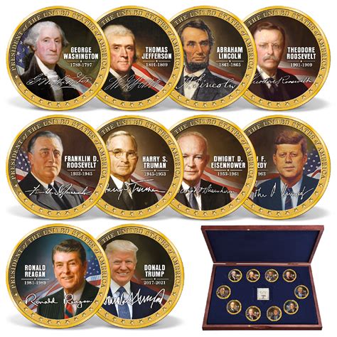 The 10 Greatest Presidents in Color Coin Set | Gold-Layered | Gold ...
