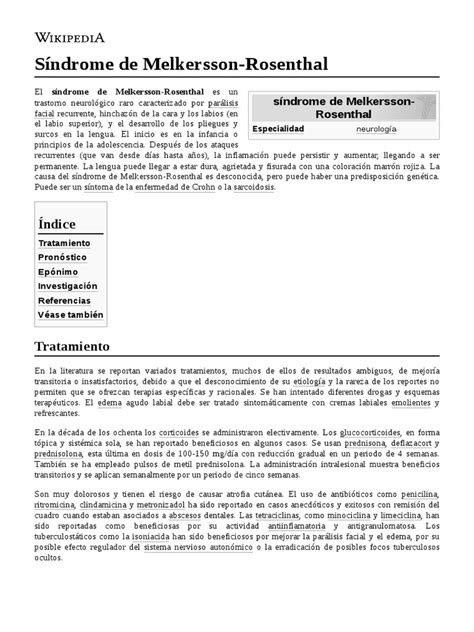 Síndrome De Melkersson Rosenthal Pdf Especialidades Medicas