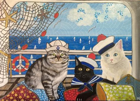 Three Cats A Sailing Cat Painting