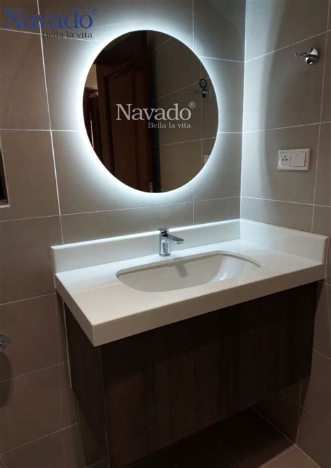 Gương Phòng Tắm Cao Cấp Tròn đèn Led Hắt Nav1010 Kiệt Tác ánh Sáng