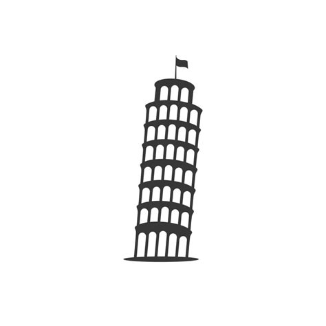 Leaning Tower Of Pisa Silhouette Vector Icon Illustration Symbol Logo