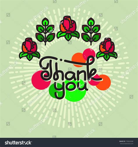 Thank You Lettering Flowers On Green Stock Vector Royalty Free 778024948