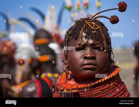 Turkana Tribe Woman With Huge Necklaces And Ear Rings Turkana Lake Loiyangalani Kenya Stock