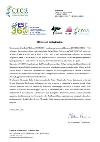 Attestato Dettagliato Progetto Life Esc Pdf