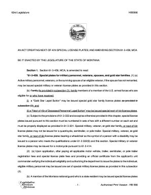 Fillable Online Leg Mt 63rd Legislature HB0566 AN ACT CREATING NEXT OF