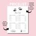 Editable Esthetician Price List Menu Template I Day Spa Price Etsy