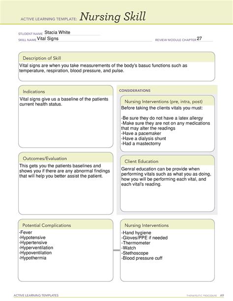 Ati Nursing Skill Template Vital Signs