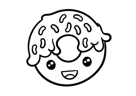 Donut Kawaii Kawaii Coloriages Faciles Pour Enfants