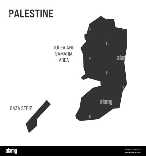 Silhouette Map Of Palestine Black Contour Of Gaza Strip And Judea And