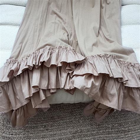 Zara Nude Jersey Maxi Dress With Ruffled Hemline Depop