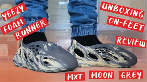 Yeezy Foam Runner Mxt Moon Grey Unboxing On Feet In Depth Review Youtube