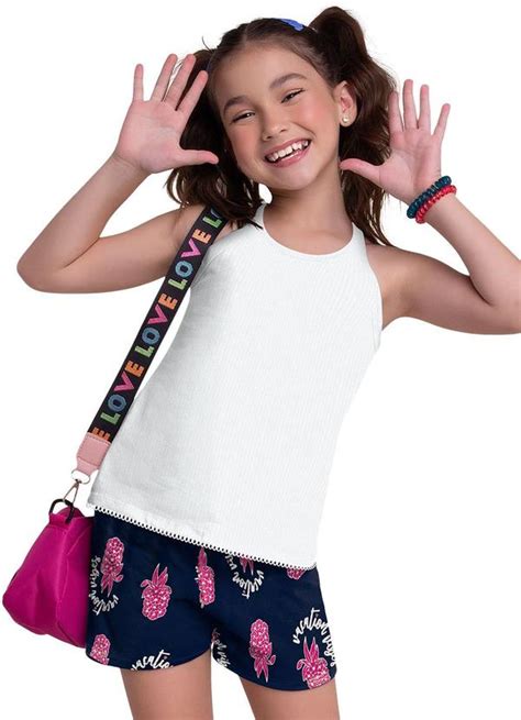 Conjunto Infantil Feminino Branco Kyly