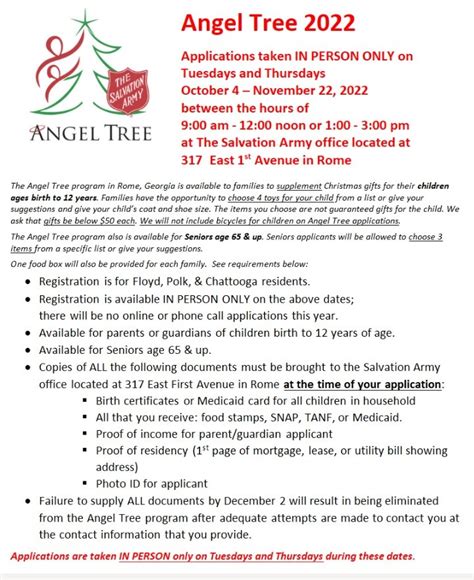 Angel Tree Application En Espa Ol Espacios Andi Madlin