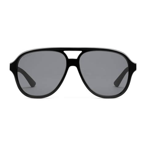 Gucci Rubber Aviator Acetate And Metal Sunglasses In Black Lyst