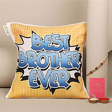 Buy Send Sneh Rudraksha Rakhi And Best Brother Ever Cushion Online FNP