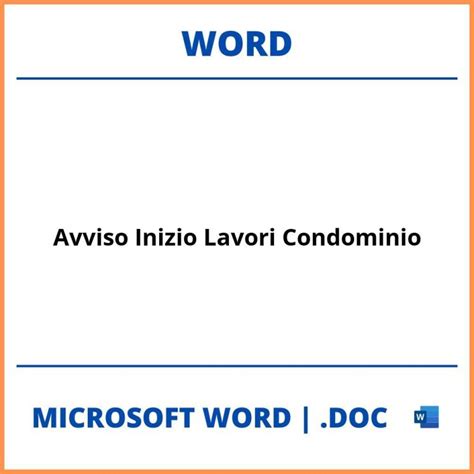 Fac Simile Avviso Lavori Condominio Word