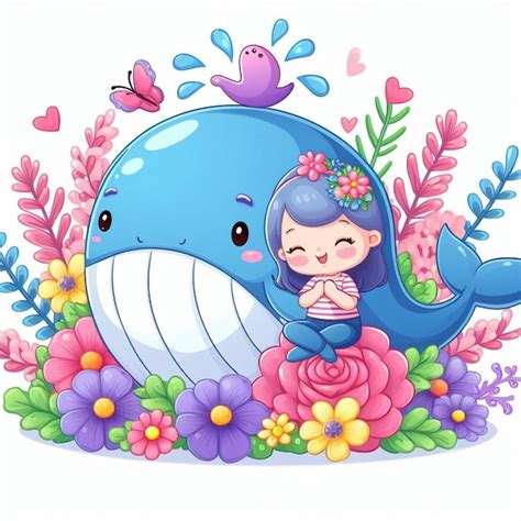 Premium Vector Cute Whales Fish Vector Cartoon Illustration