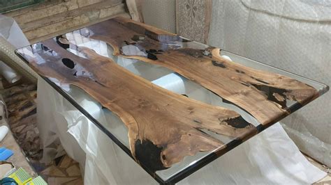 Sold Walnut Ultra Clear Resin Dining Table Etsy Canada