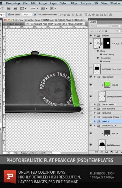 Flexfit Flat Peak Cap Template Photoshop Psd