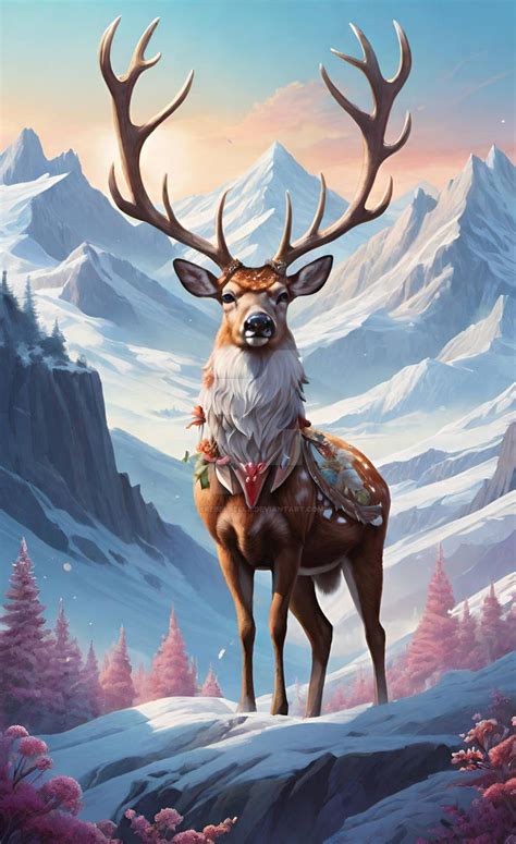 sweet deer in winter nature snow digital art anima by xRebelYellx on ...