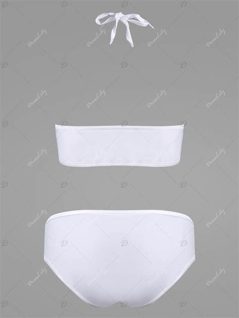 2018 Stylish Women S Halter Ruffled Lace Bikini Set WHITE S In Bikinis Online Store Best