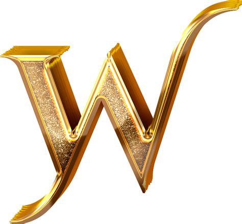 D Gold Effect Letter W Png