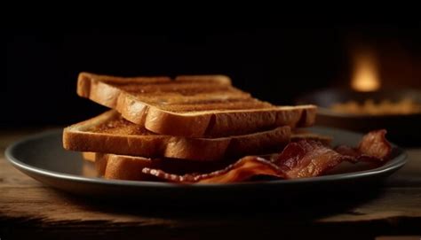 Premium Ai Image Freshness On A Plate Toasted Bread Grilled Meat