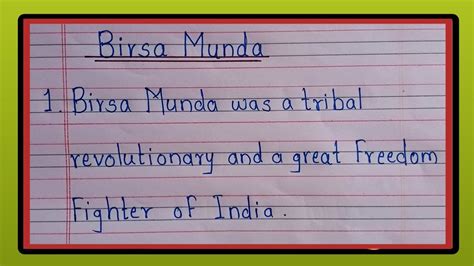 10 Lines Essay On Birsa Munda In English Essay On Birsa Munda L Essay