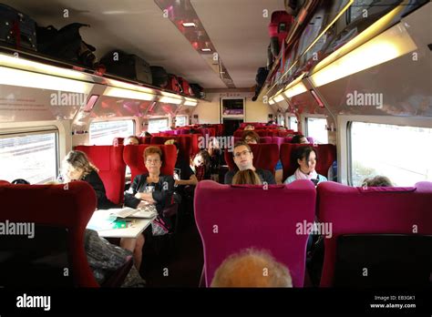 Passenger Inside European Train Ride Stock Photo Alamy