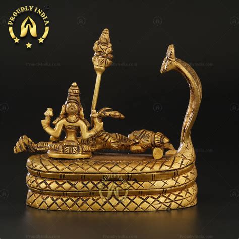 Lord Perumal Statue Brass Lord Vishnu Laxmi Padmanabha Swami Statue