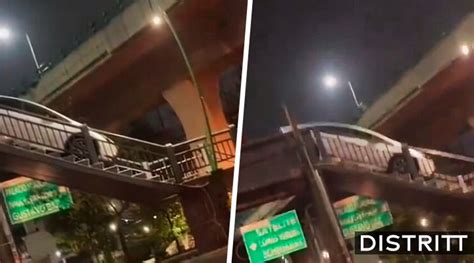 Conductor Intenta Cruzar Auto Por Puente Peatonal Video