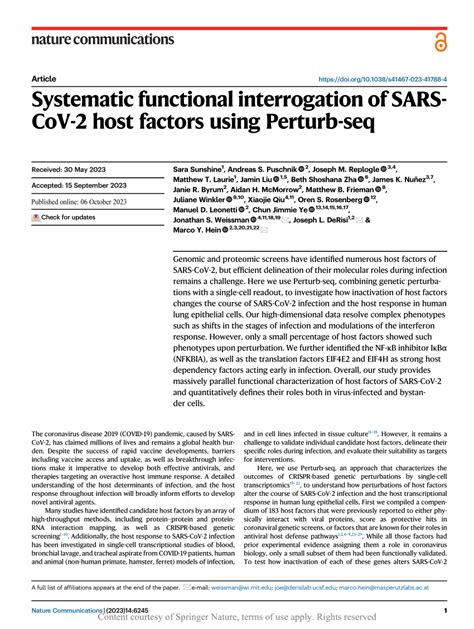 Pdf Systematic Functional Interrogation Of Sars Cov Host Factors