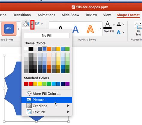 Add Picture Fills To Shapes In PowerPoint 2016 For Mac