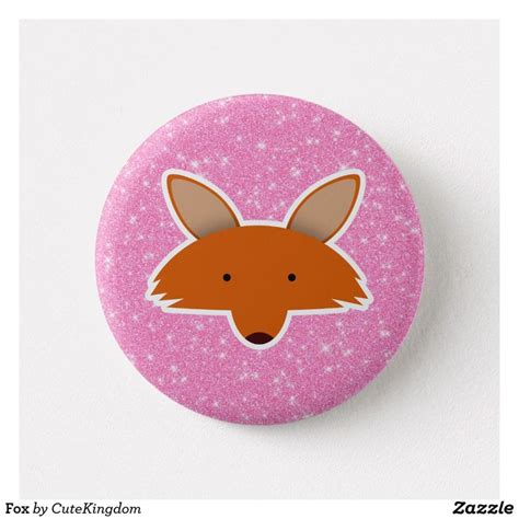 Fox 6 Cm Round Badge Zazzle Pink Glitter Background Badge Glitter