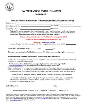 Fillable Online LOAN REQUEST FORM Please Print 2021 2022 Fax Email