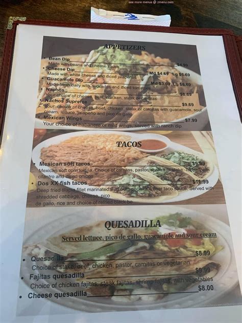 Menu At El Sabor Mexican Restaurant Onaga
