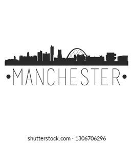 Manchester England City Skyline Silhouette City Stock Vector Royalty