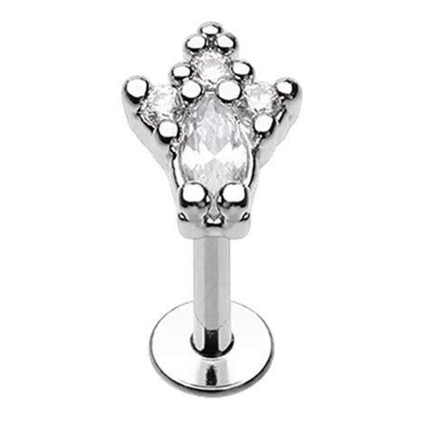 Victorian Style Clear Gem Steel Labret 16g