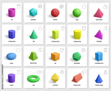 realistic  geometric shapes basic geometry prism cube cylinder