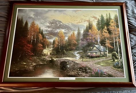 Thomas Kinkade Valley Of Peace Framed Offset Lithograph 24” X 36” Ebay