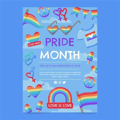 Free Vector Flat Lgbt Pride Month Vertical Flyer Template