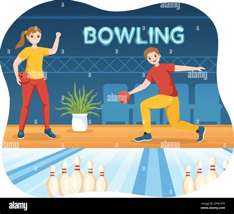 Bowling Game Illustration With Pins Balls And Scoreboards In A Sport