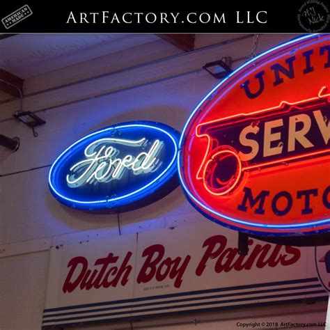 Neon Ford Logo Sign: Vintage Collectible Dealership Automobilia