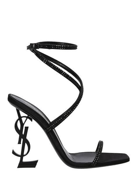 Saint Laurent Opyum Crystal Embellished Sandals In Black Lyst Uk