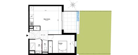 Plan Appartement T2 De 41 44 M² Neuf à Villeneuve Loubet Résidence