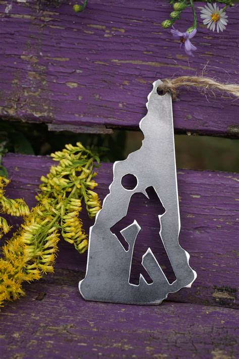 New Hampshire State Hiker Metal Christmas Ornament Rustic Raw Etsy