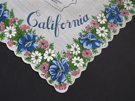 1960s California State Handkerchief California Map Souvenir Etsy